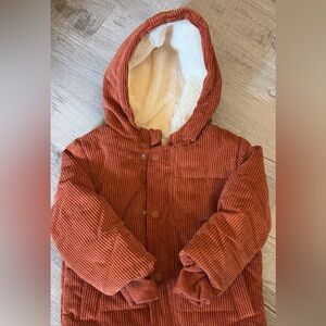 Rust Corduroy Hooded Jacket